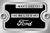 1956 Ford Car Data Plate Codes