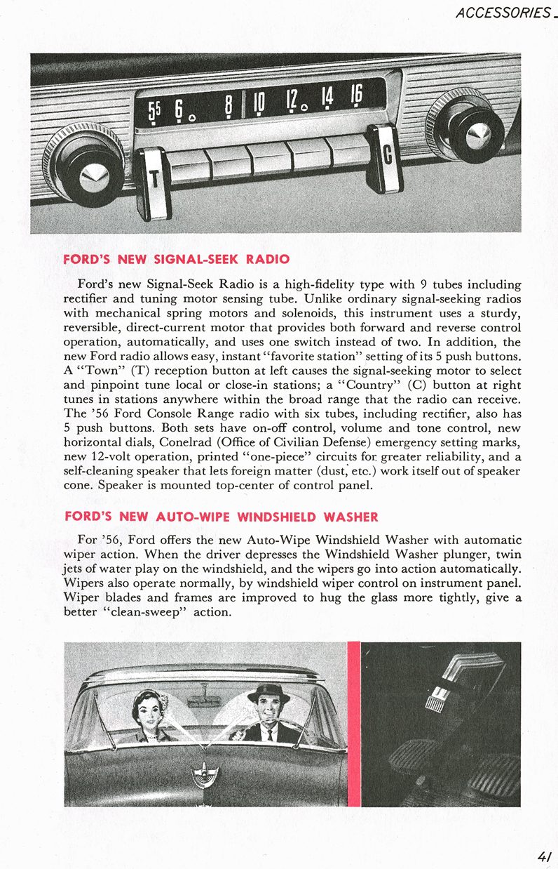 All The Facts Page 41   Ford's New Signal-Seek Radio   Ford's New Auto-Wipe Windshield Washer