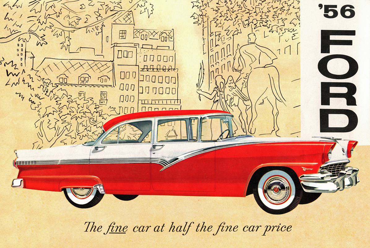 '56 Ford Brochure  cover - Fairlane Town Sedan illustration