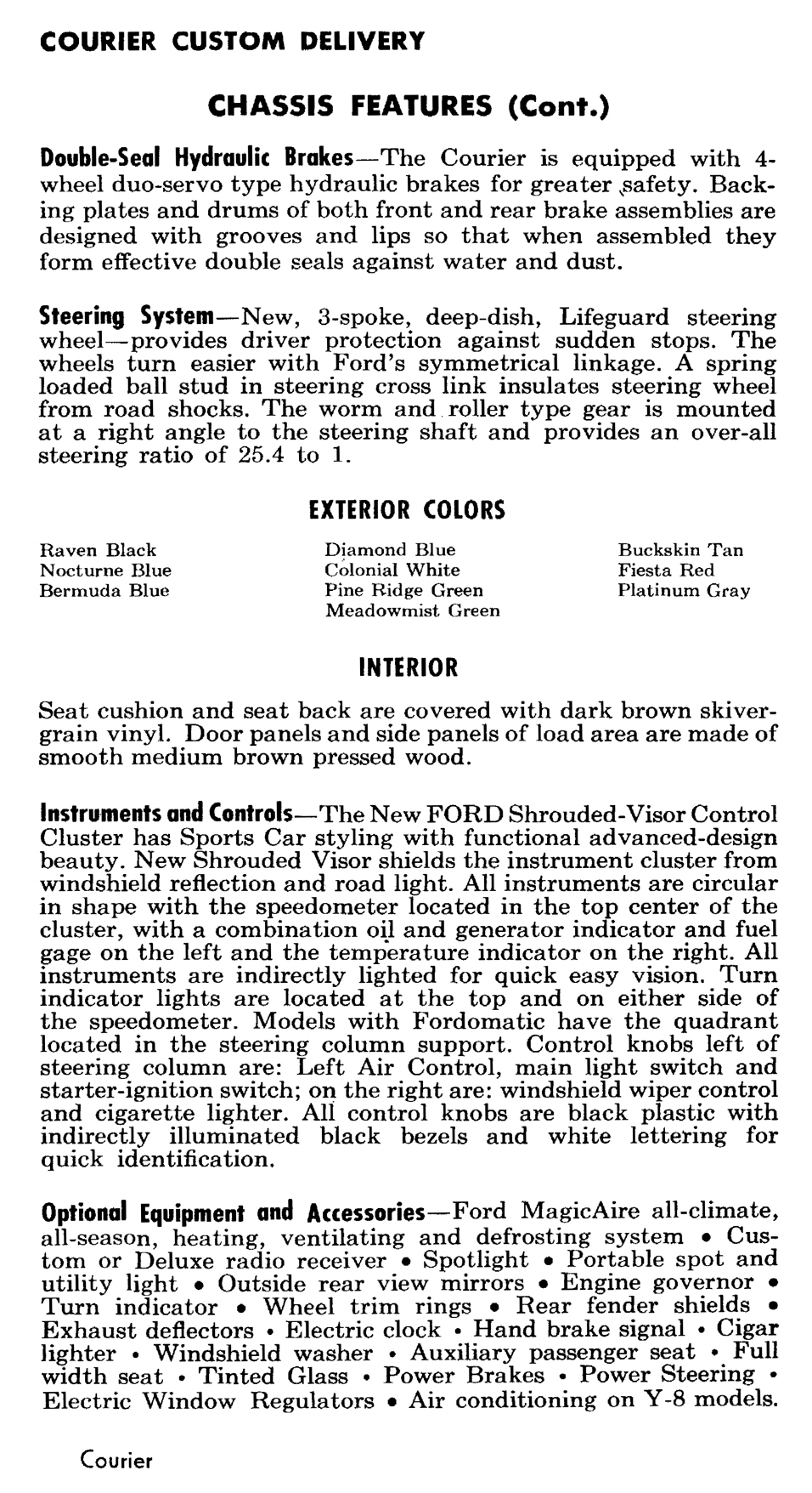 1956 Ford Courier (Sedan Delivery) - Chassis Features page 2 of 2